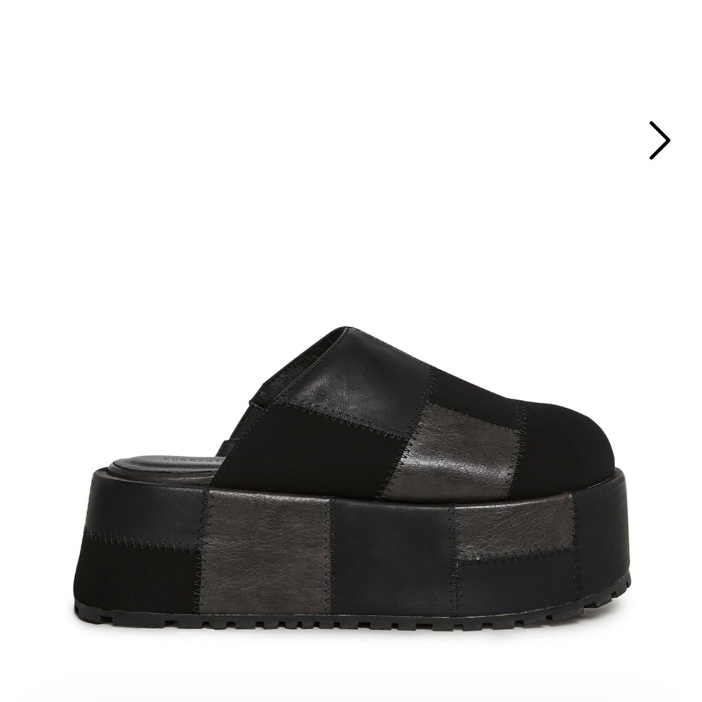 Dolls Kill Black Patchwork Platform Mules